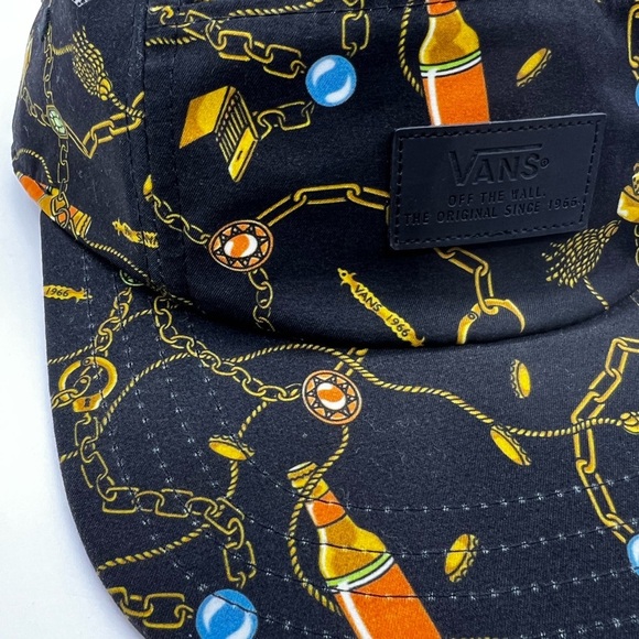 Vans Black Cap with Orange and Gold Ball & Chain Print One Size - Picture 8 of 8